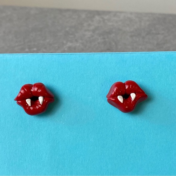 Vampire's Kiss Polymer Clay Stud Earrings - Picture 1 of 4